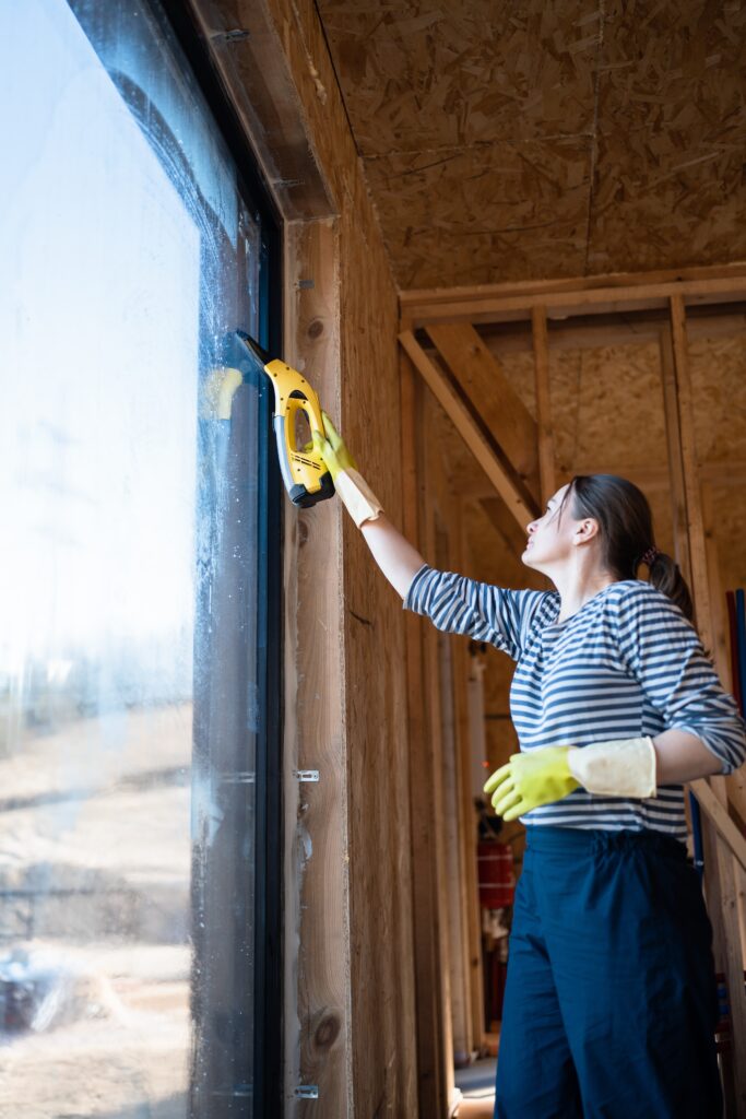 woman wearing striped long sleeve washing window w 2026 03 17 05 45 38 utc